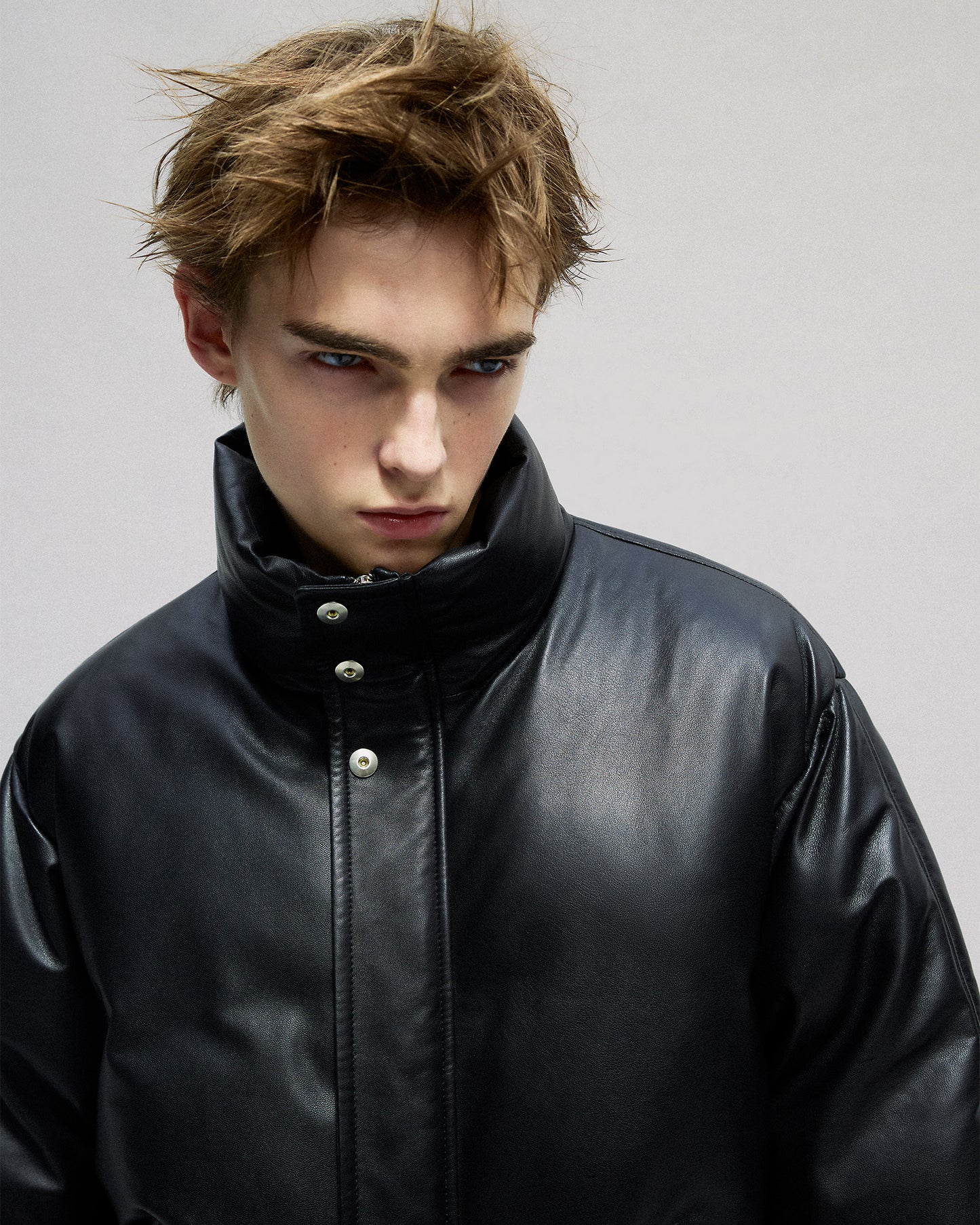 Leather Puffer Down acket in Lambskin