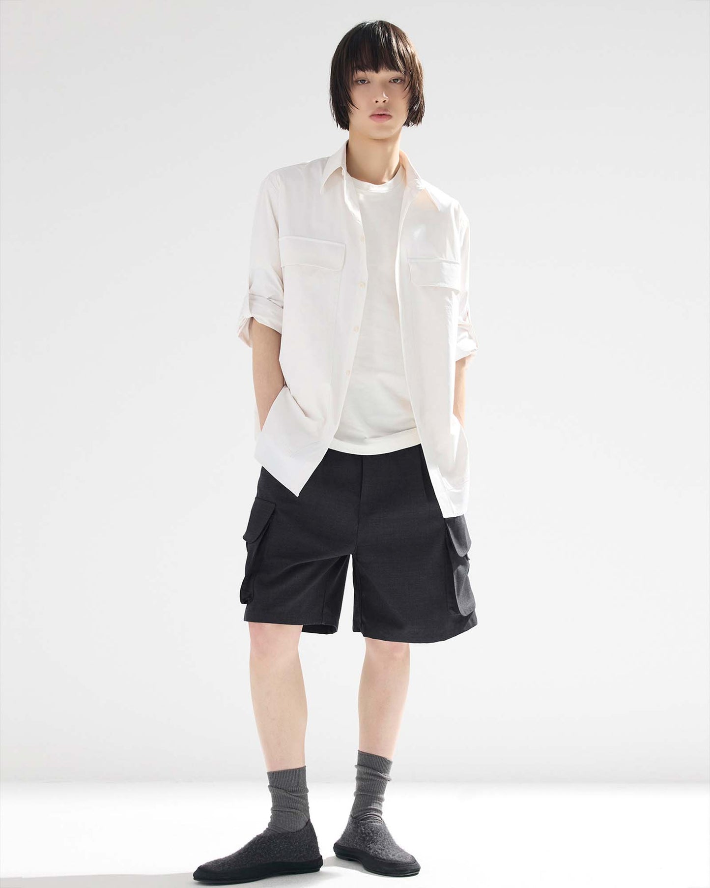 Multiple Flap Pocket Shorts in Wool