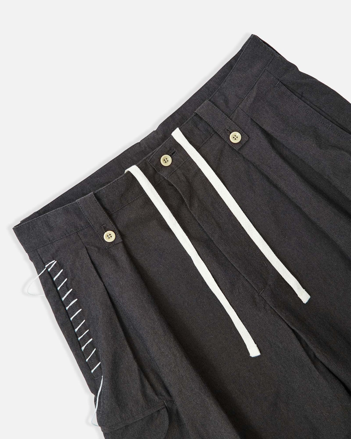 Sashiko Pleated Shorts in Pima Cotton