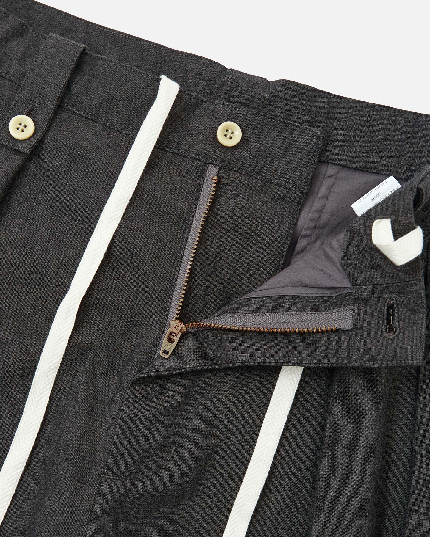 Sashiko Pleated Shorts in Pima Cotton