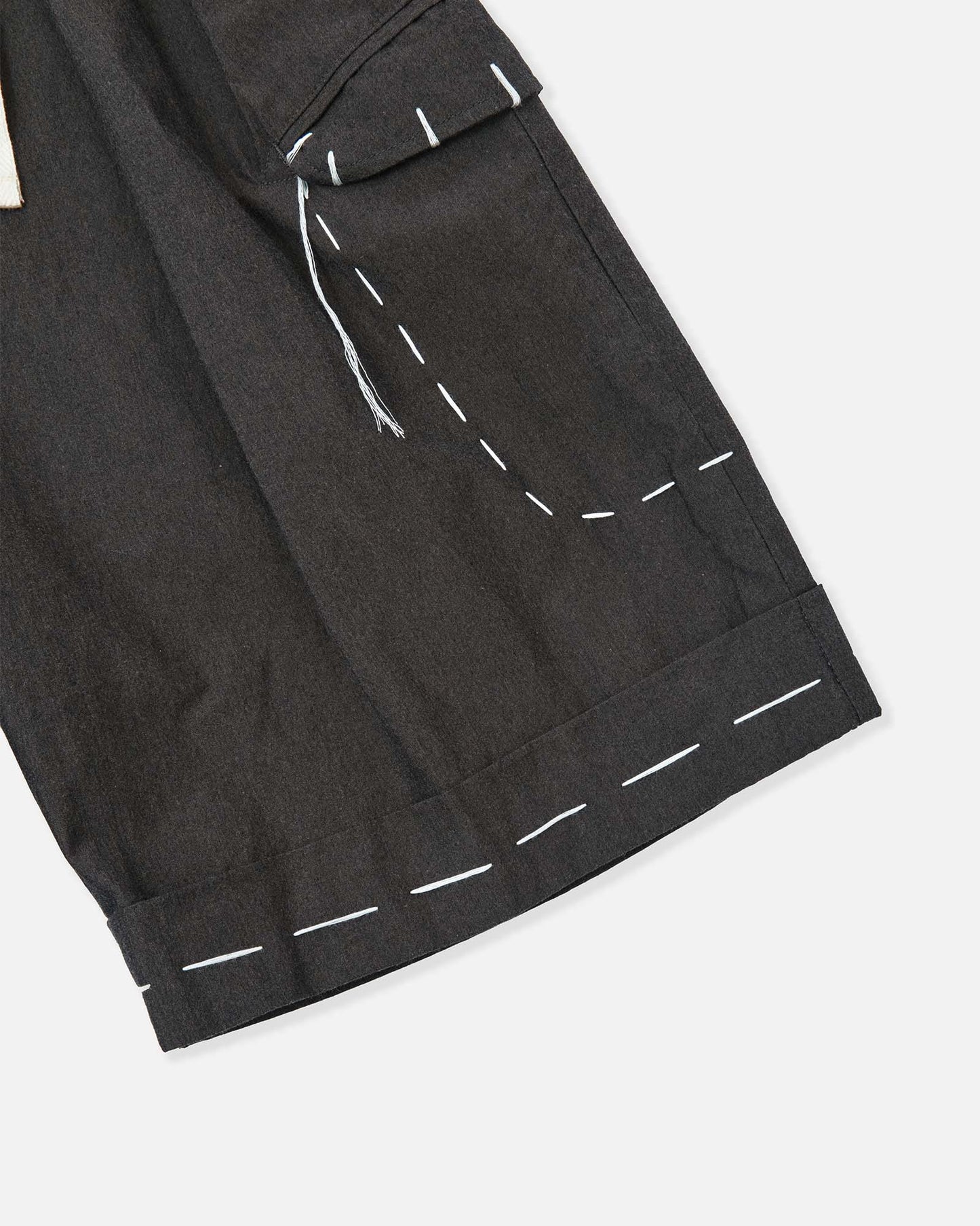 Sashiko Pleated Shorts in Pima Cotton