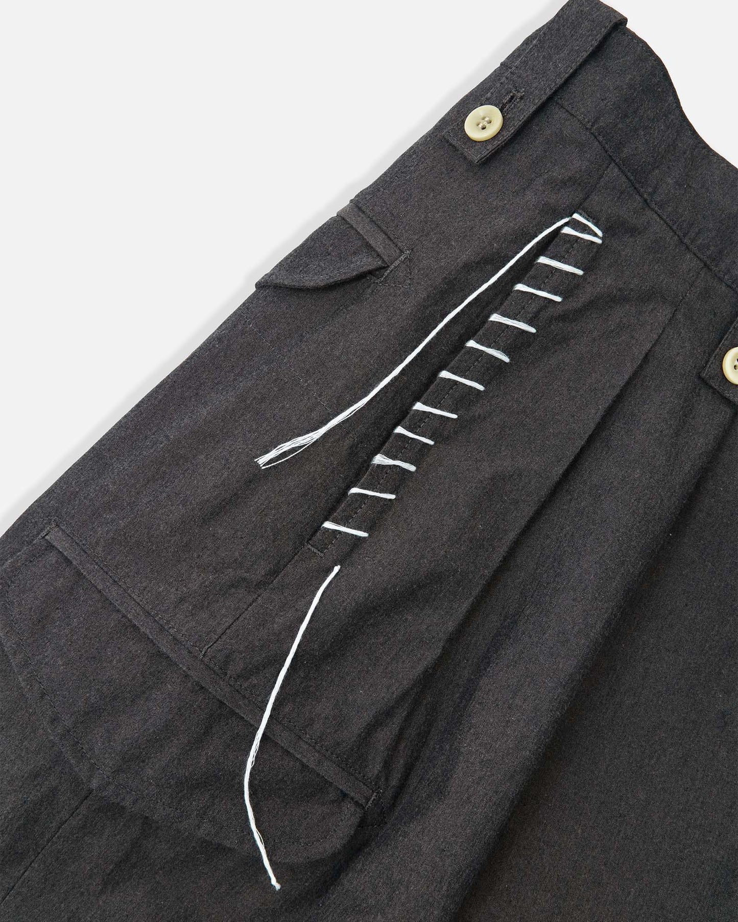 Sashiko Pleated Shorts in Pima Cotton