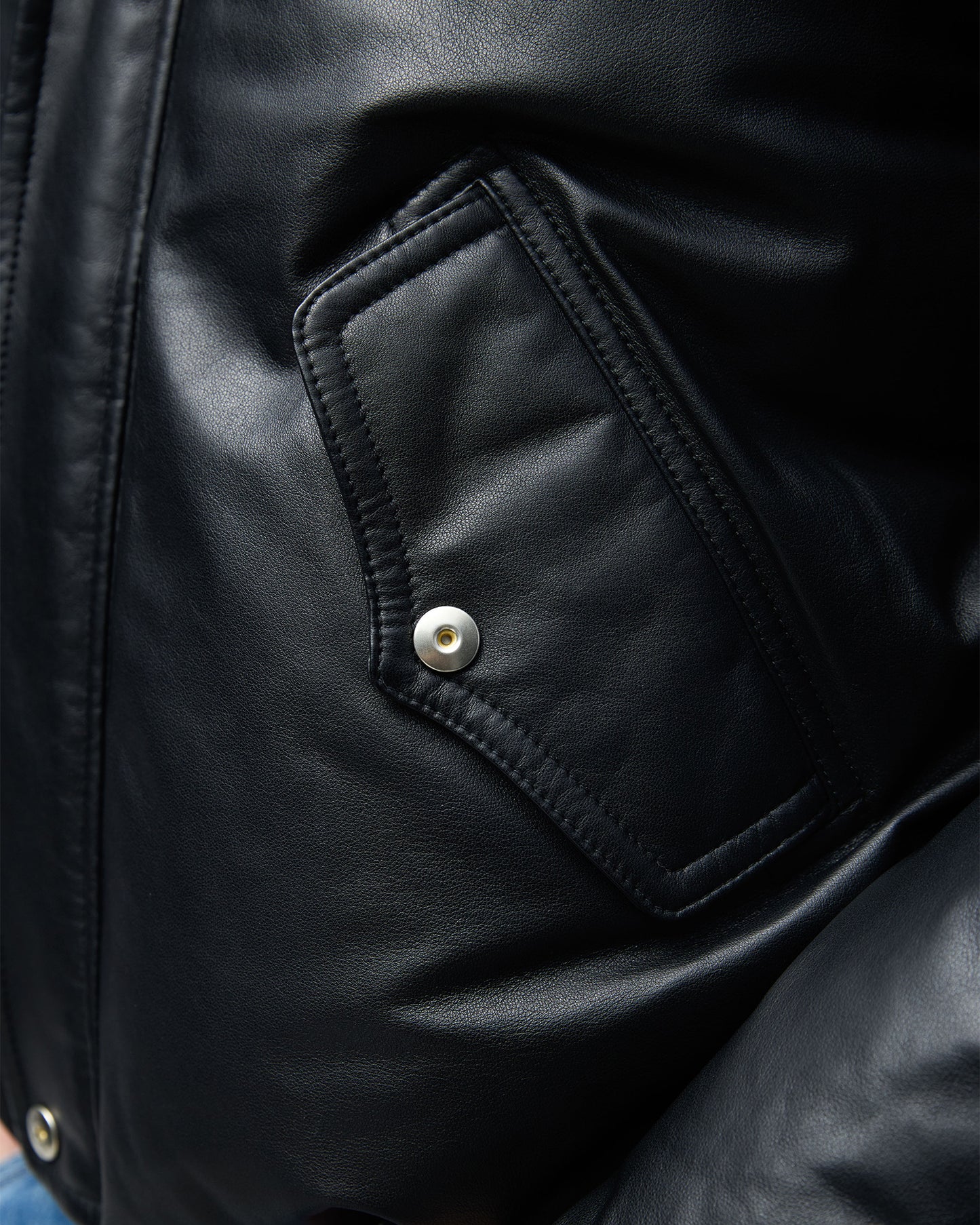 Leather Puffer Down acket in Lambskin