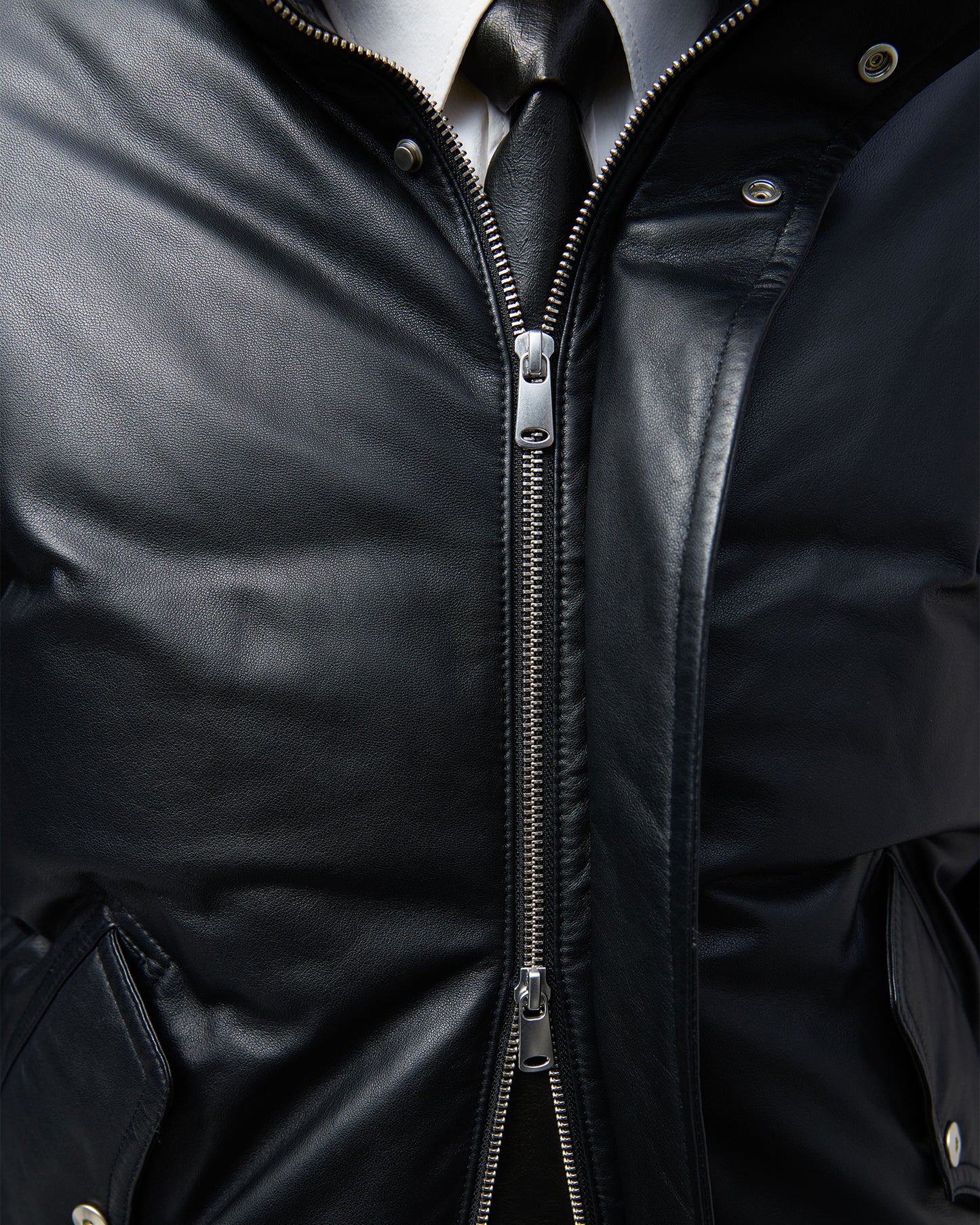 Leather Puffer Down acket in Lambskin