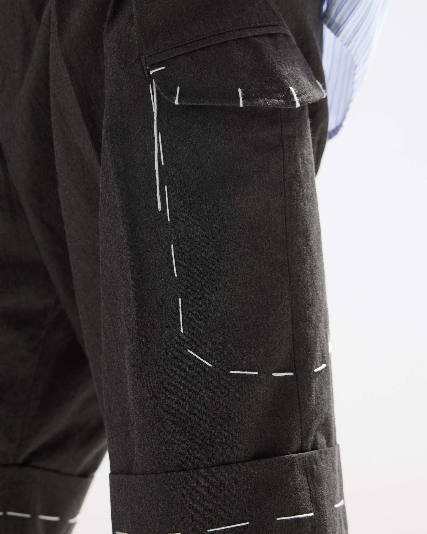 Sashiko Pleated Shorts in Pima Cotton