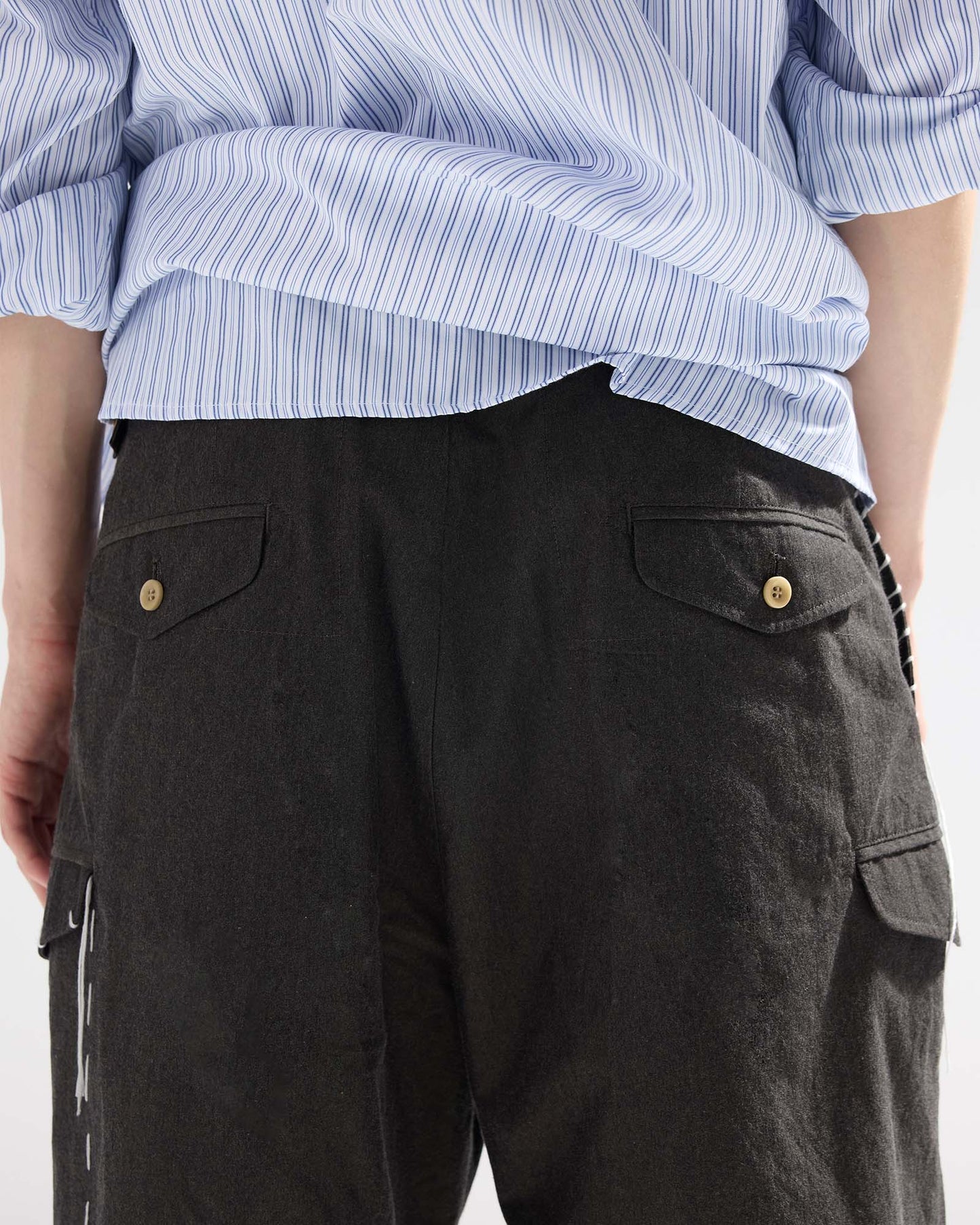 Sashiko Pleated Shorts in Pima Cotton