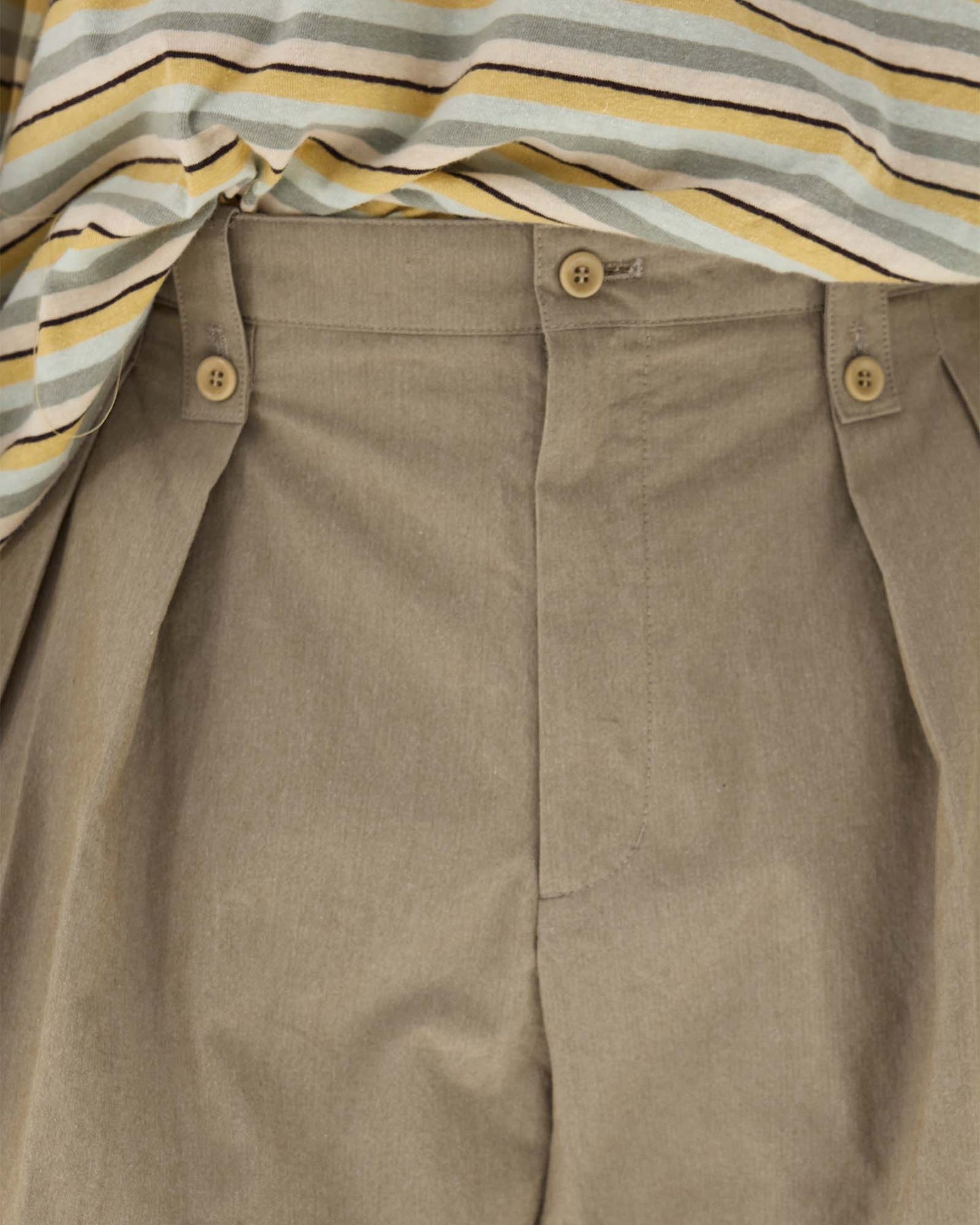 Sashiko Pleated Shorts in Pima Cotton